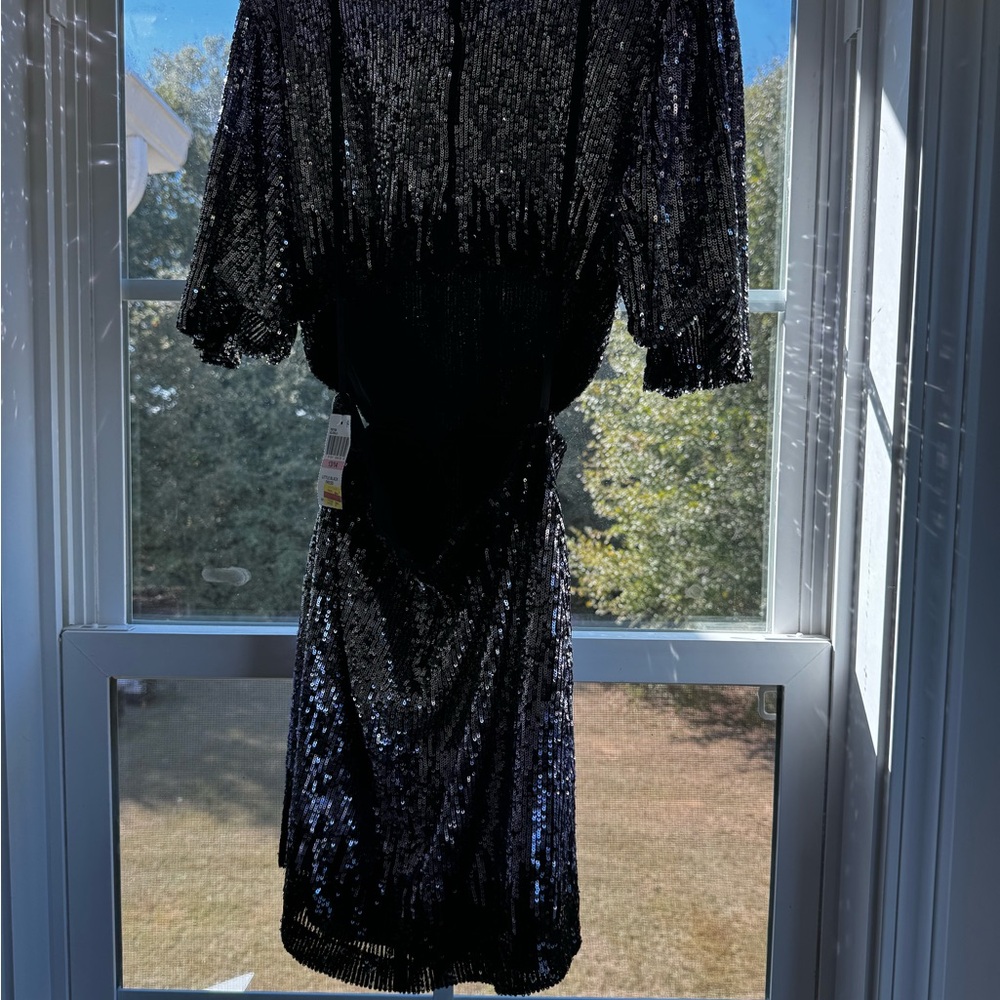 B Darlin Black Sequin Long Sleeve Dress